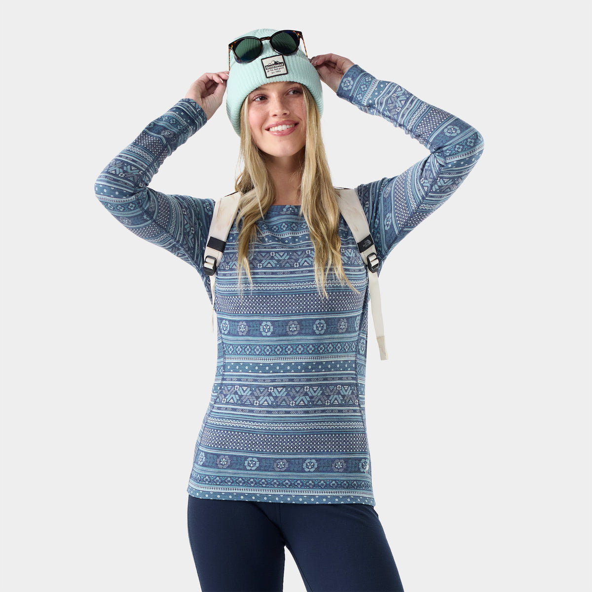 Women's Classic Thermal Merino Base Layer Crew Nightfall Fair Isle Fun - ver - 1