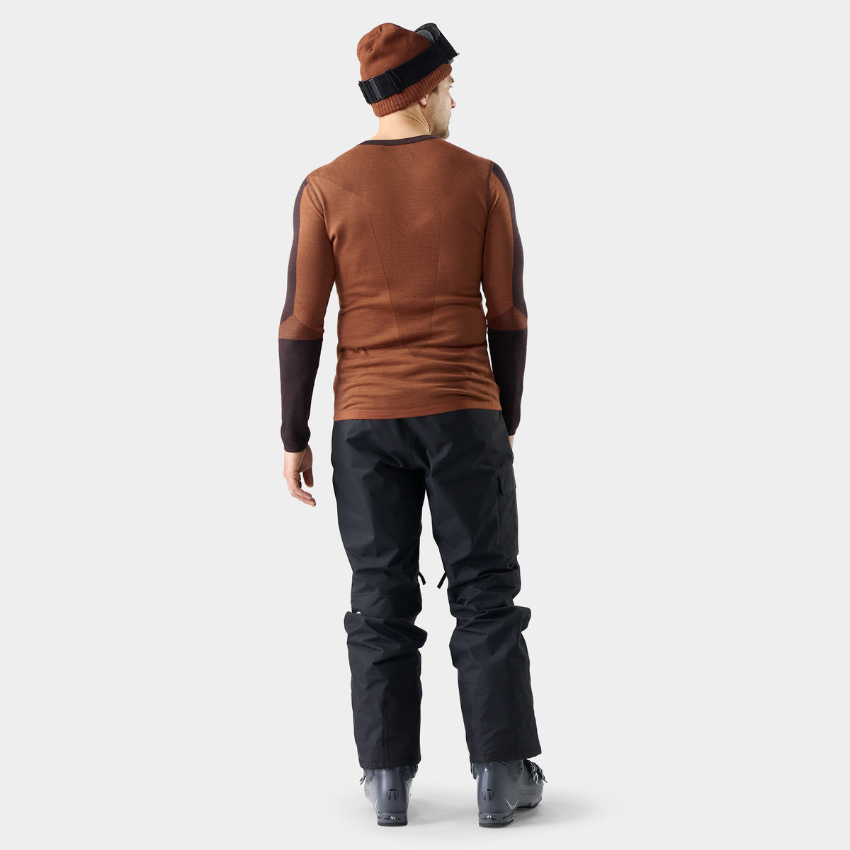 Men's Intraknit™ Thermal Merino Base Layer Colorblock Crew Dark Mink-Burnt Sienna - ver - 2