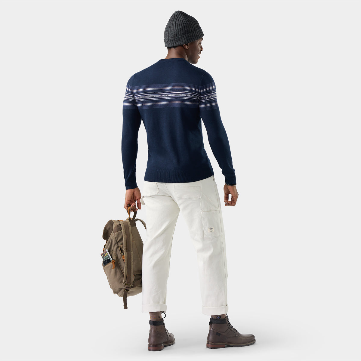 Men's Sparwood Stripe Crew Sweater Deep Navy - ver - 2