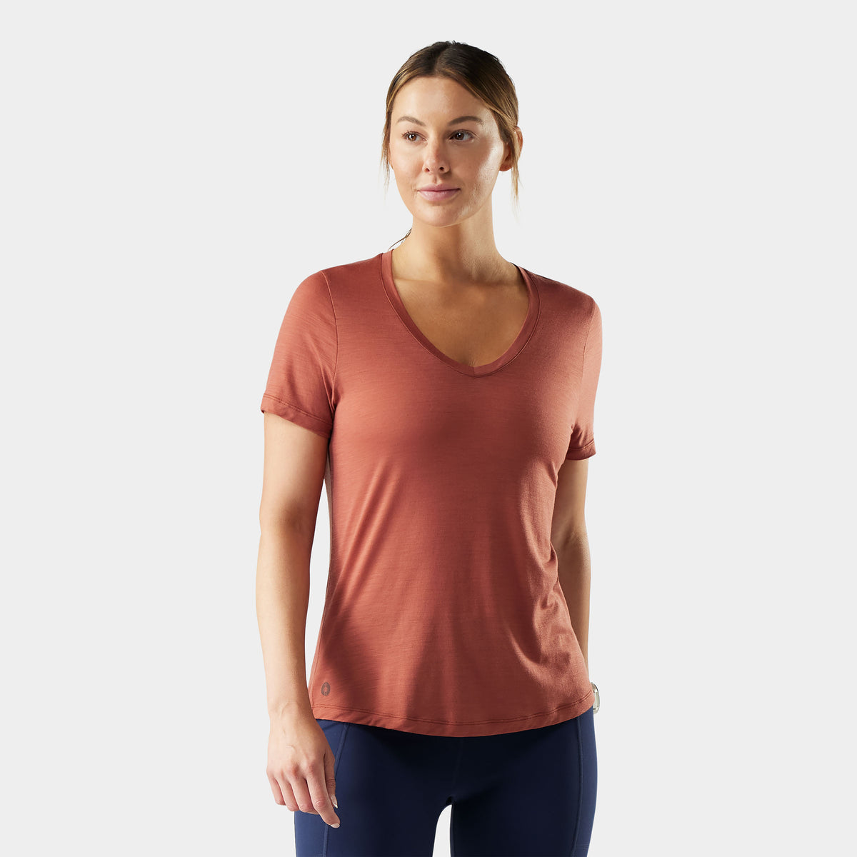 Women's Active Ultralite V-Neck Short Sleeve Burnt Sienna - ver - 1