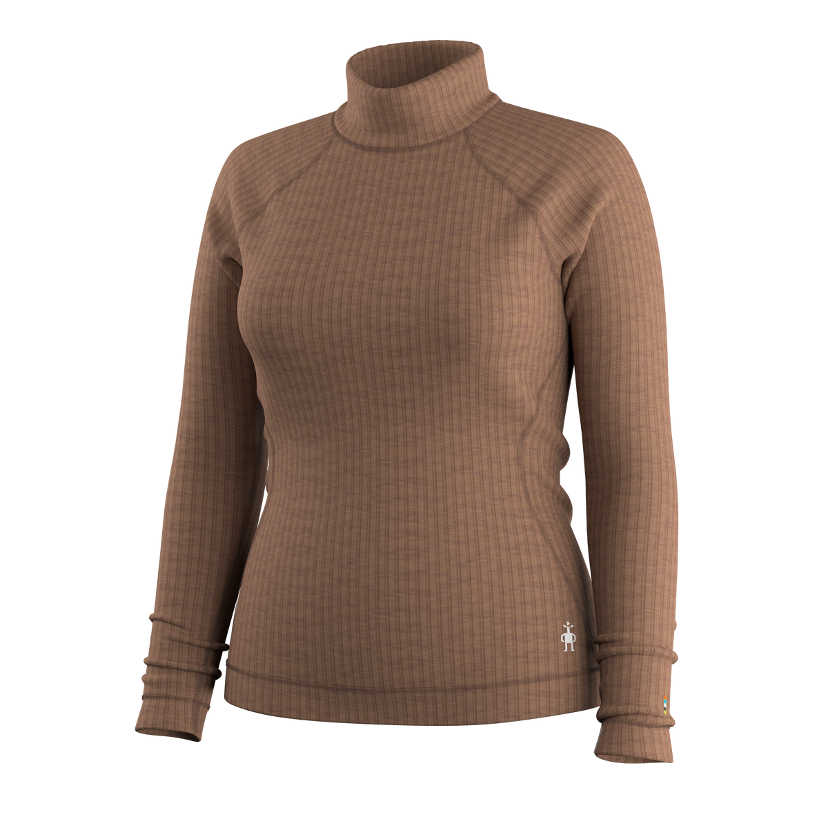 Women's Thermal Merino Rib Turtleneck Mocha Heather - ver - 3