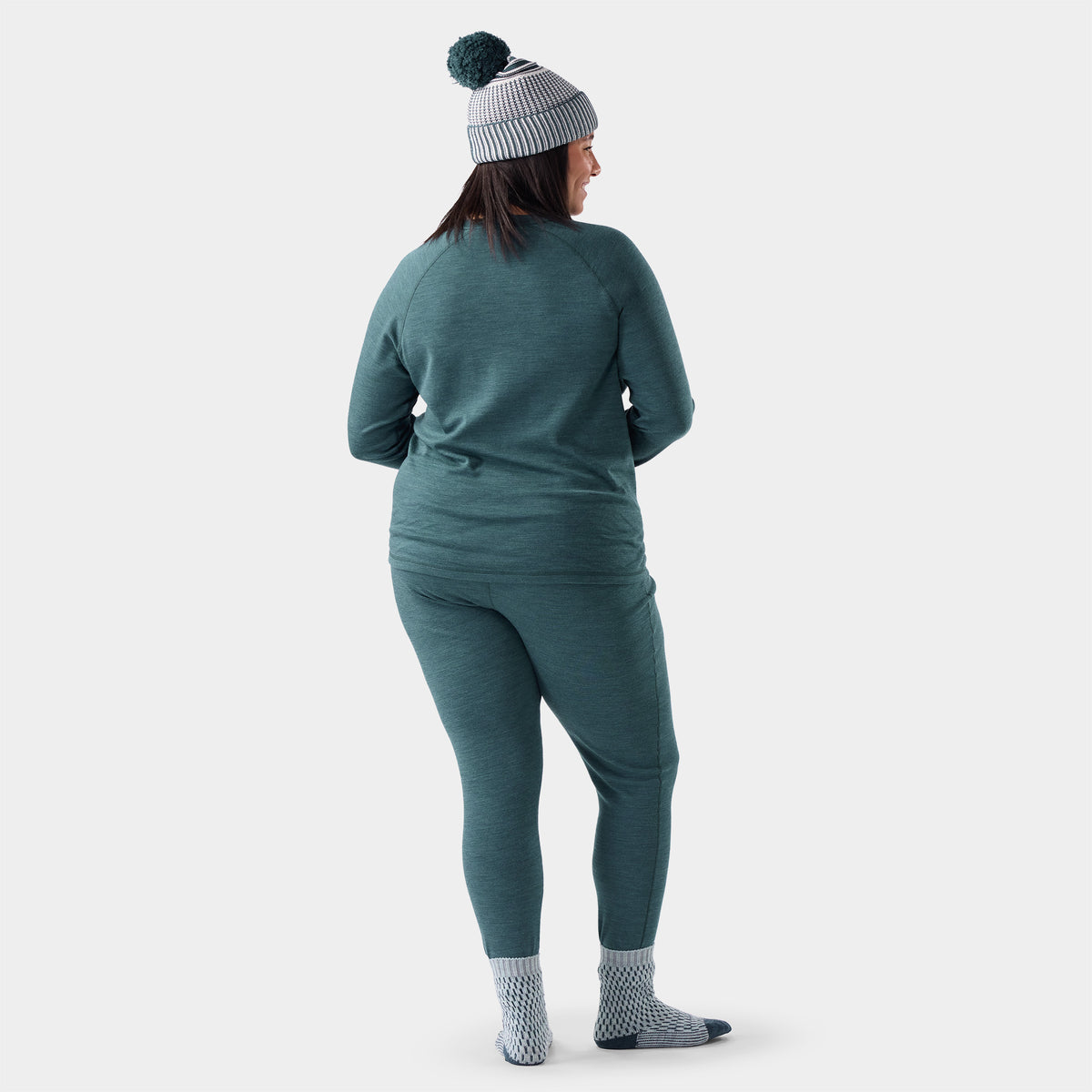 Women's Classic Thermal Merino Base Layer Bottom Plus Twilight Blue Heather - ver - 2