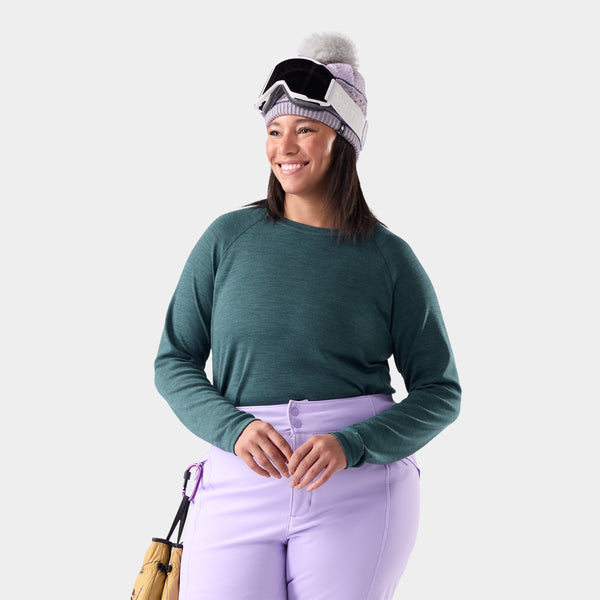 Haut de base Classic Thermal Merino à encolure ronde pour femmes tailles plus en boîte
