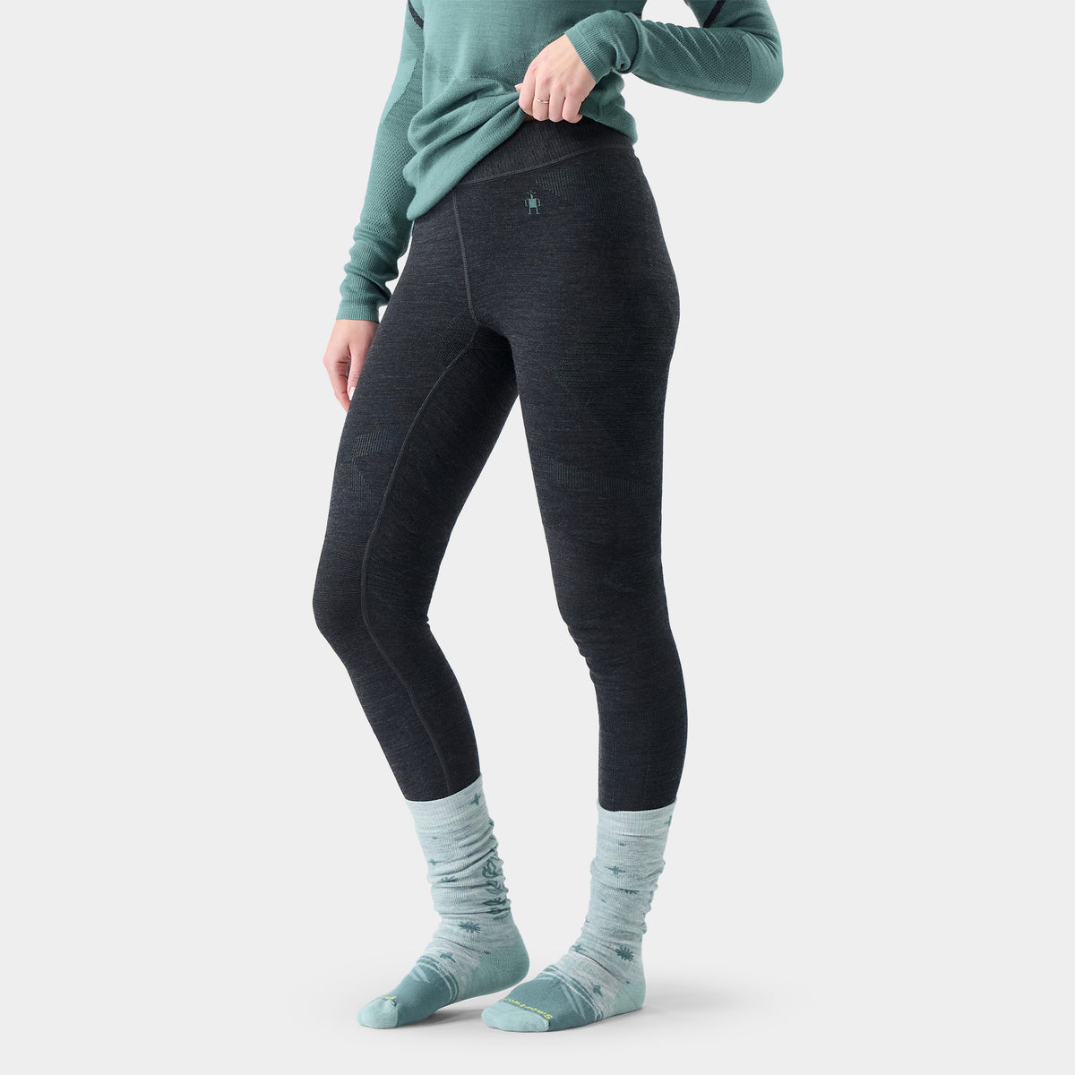Women's Intraknit™ Thermal Merino Base Layer Bottom Charcoal-Dusty Teal - 1