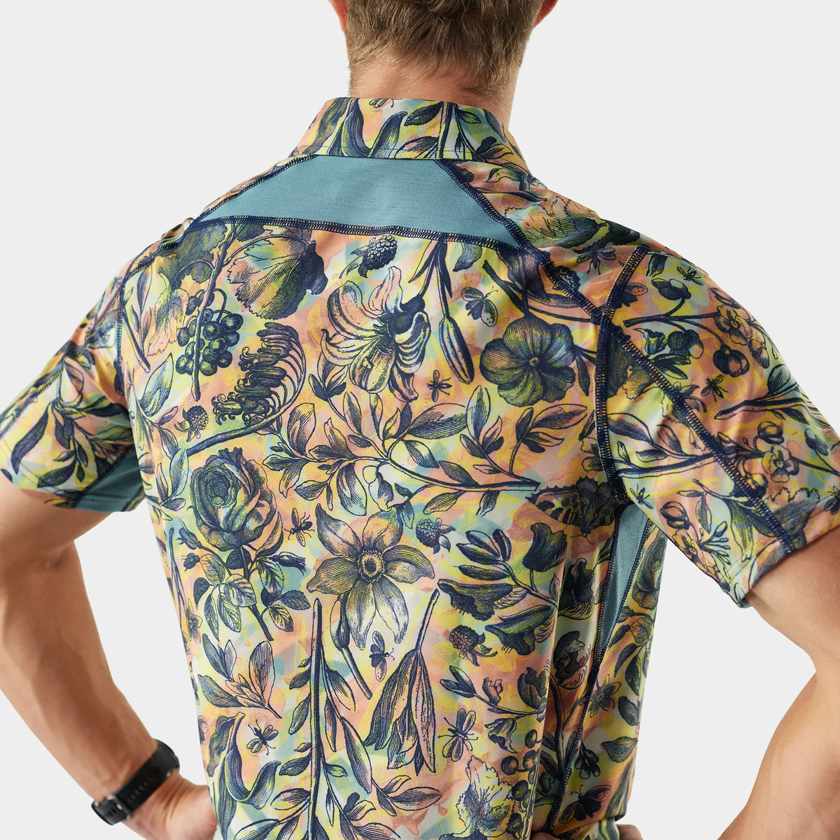 Men's Everyday Short Sleeve Button Down Multi Floral Party - ver - 3