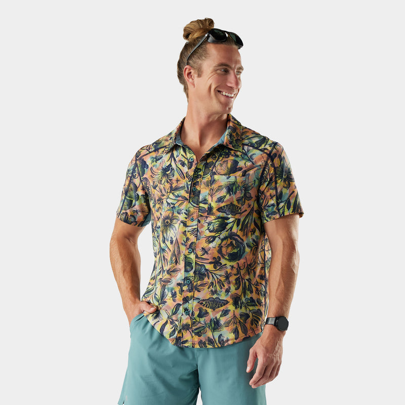 Men's Everyday Short Sleeve Button Down - Multi Floral Party / L