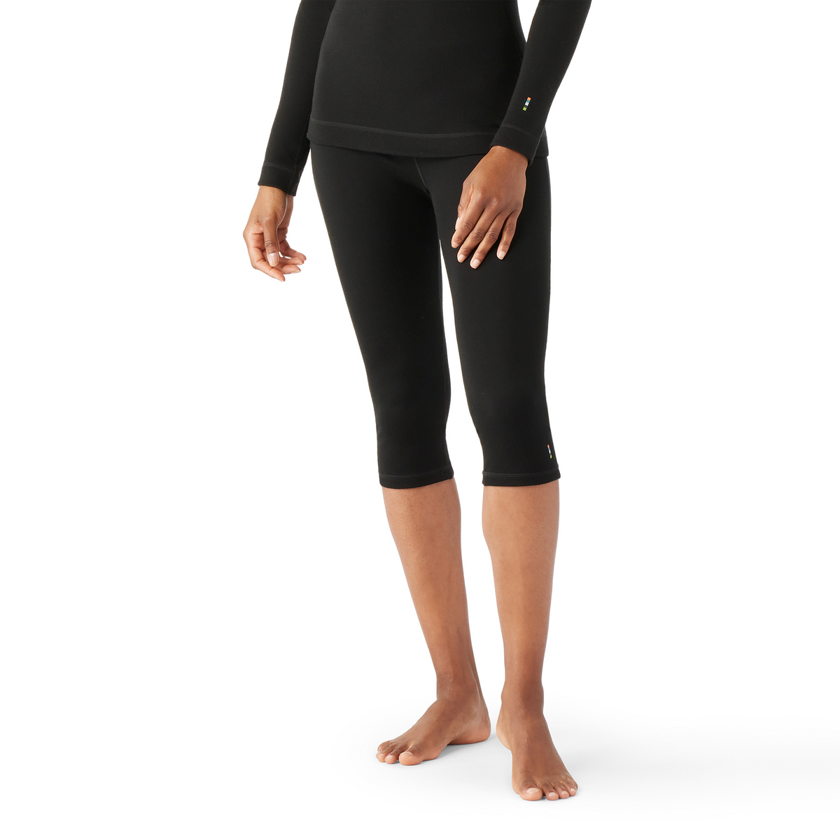 Women's Classic Thermal Merino Base Layer 3/4 Bottom Black - ver - 1