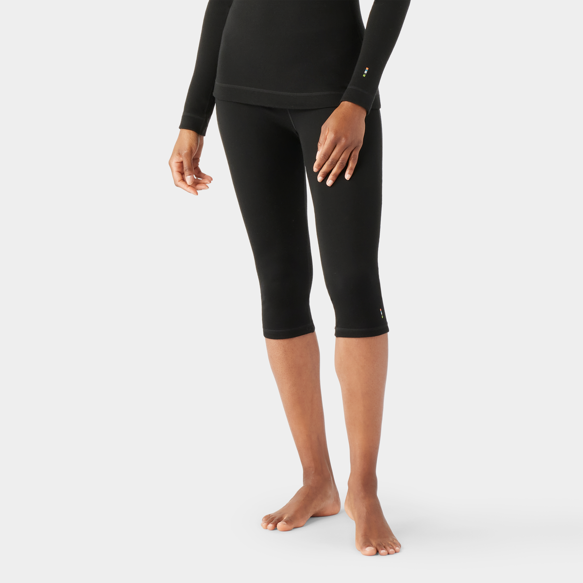 Women's Classic Thermal Merino Base Layer 3/4 Bottom Black - ver - 1