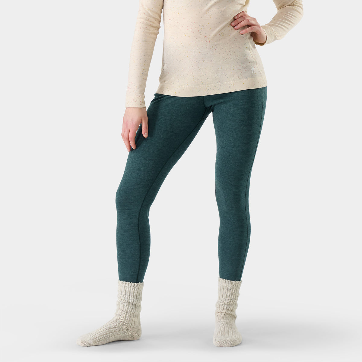 Women's Classic Thermal Merino Base Layer Bottom Dark Teal Heather - 1
