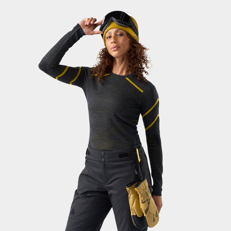 Women's Intraknit™ Thermal Merino Base Layer Crew - Charcoal-Bronze Olive / L