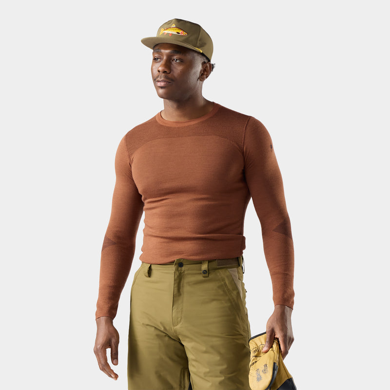 Men's Intraknit™ Thermal Merino Base Layer Crew - Burnt Sienna-Dark Mink / L