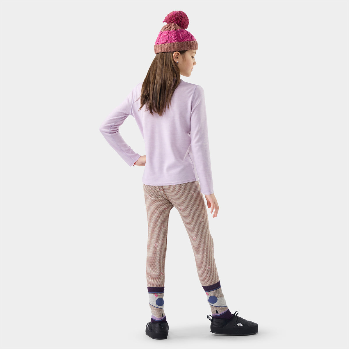 Kids' Classic Thermal Merino Base Layer Bottom Almond Mini Meadow - ver - 2